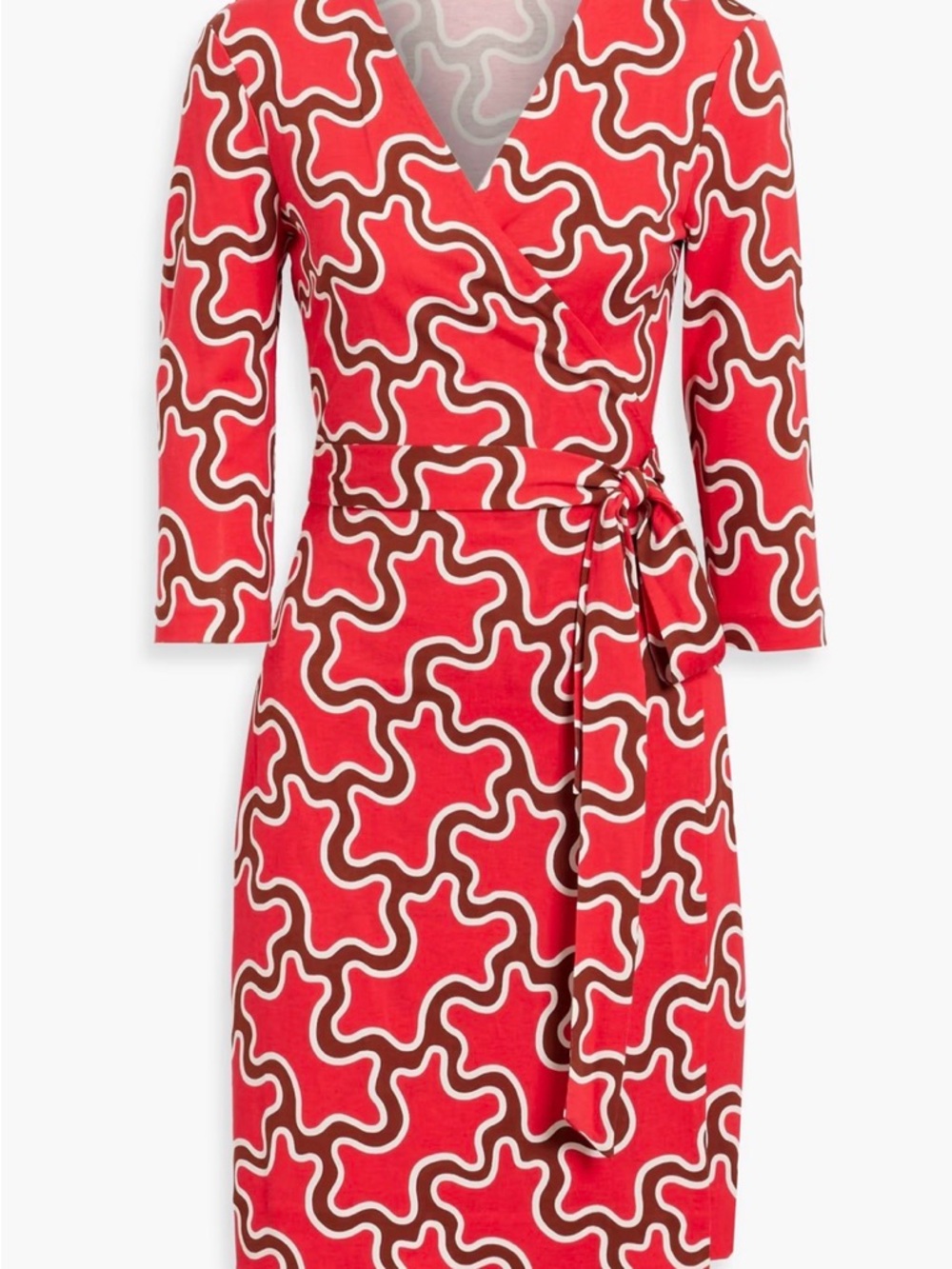 Diane von Furstenberg Silk Wrap Dress – Iconic Red Geometric Print